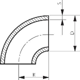 Rohrbogen 1" - 33,7x2,6 - BA3-90 Grad - DIN2605 Rohrbogen 1" - 33,7x2,6 - BA3-90 Grad - DIN2605