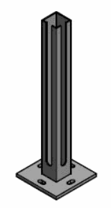 Fußplatte Eck/Torpfosten 60x60 mittig geschweißt 150x150x10x490 mm Fußplatte Eck/Torpfosten 60x60 mittig geschweißt 150x150x10x490 mm